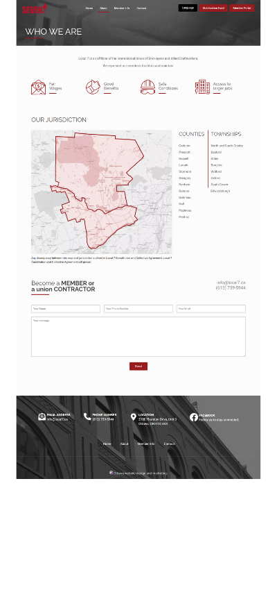 screenshot of local 7 about page